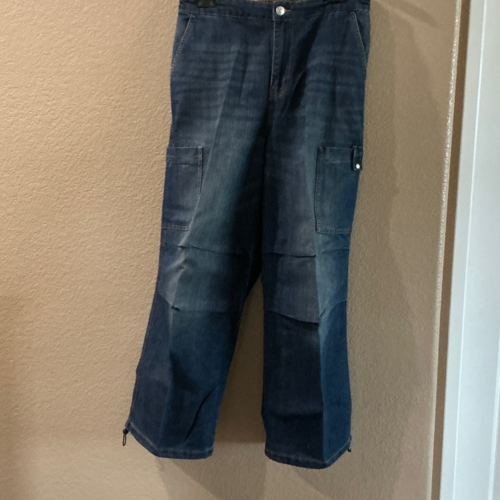 H&M Women's Dark Blue Straight Leg  cargo Jeans
